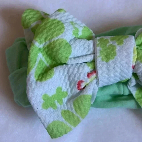 Green Clover/Flower Bohemian Bow Headband - Picture 3 of 3